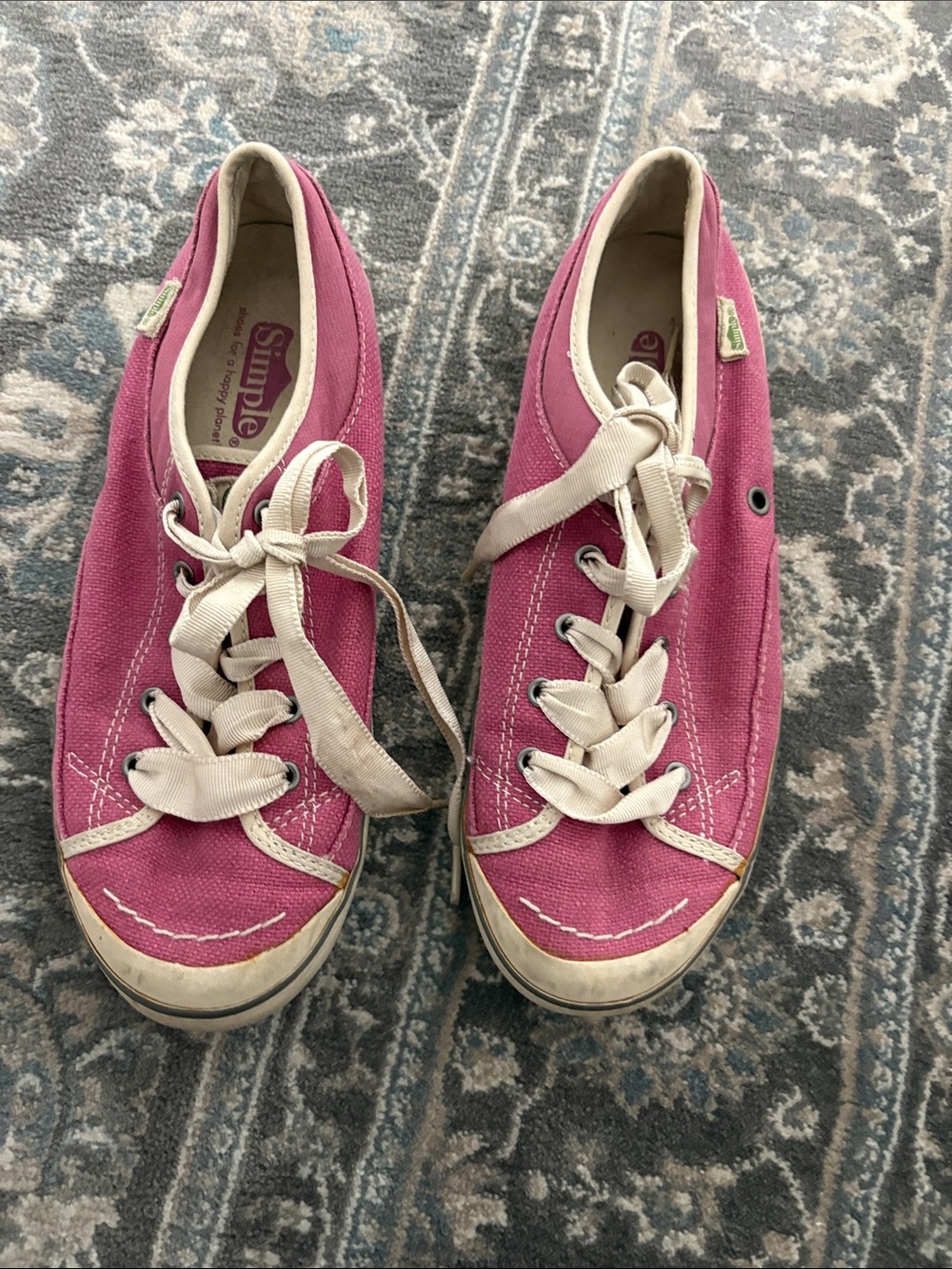 Simple Rose Pink Canvas Lace-Up Women's Sneakers